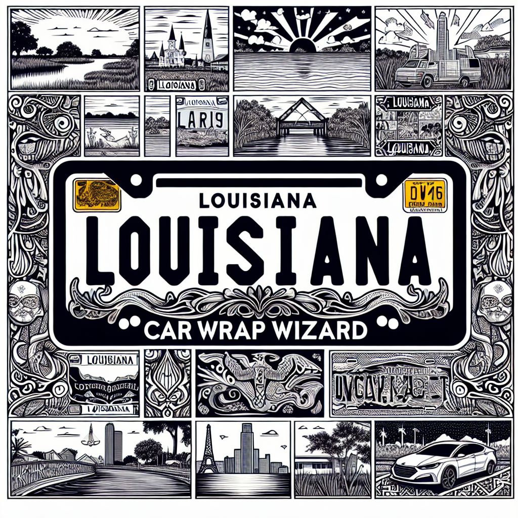 Louisiana OMV Guide License Plate Front & Back Vinyl Wrap Rules Car